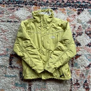 yellow north face women’s windbreaker jacket